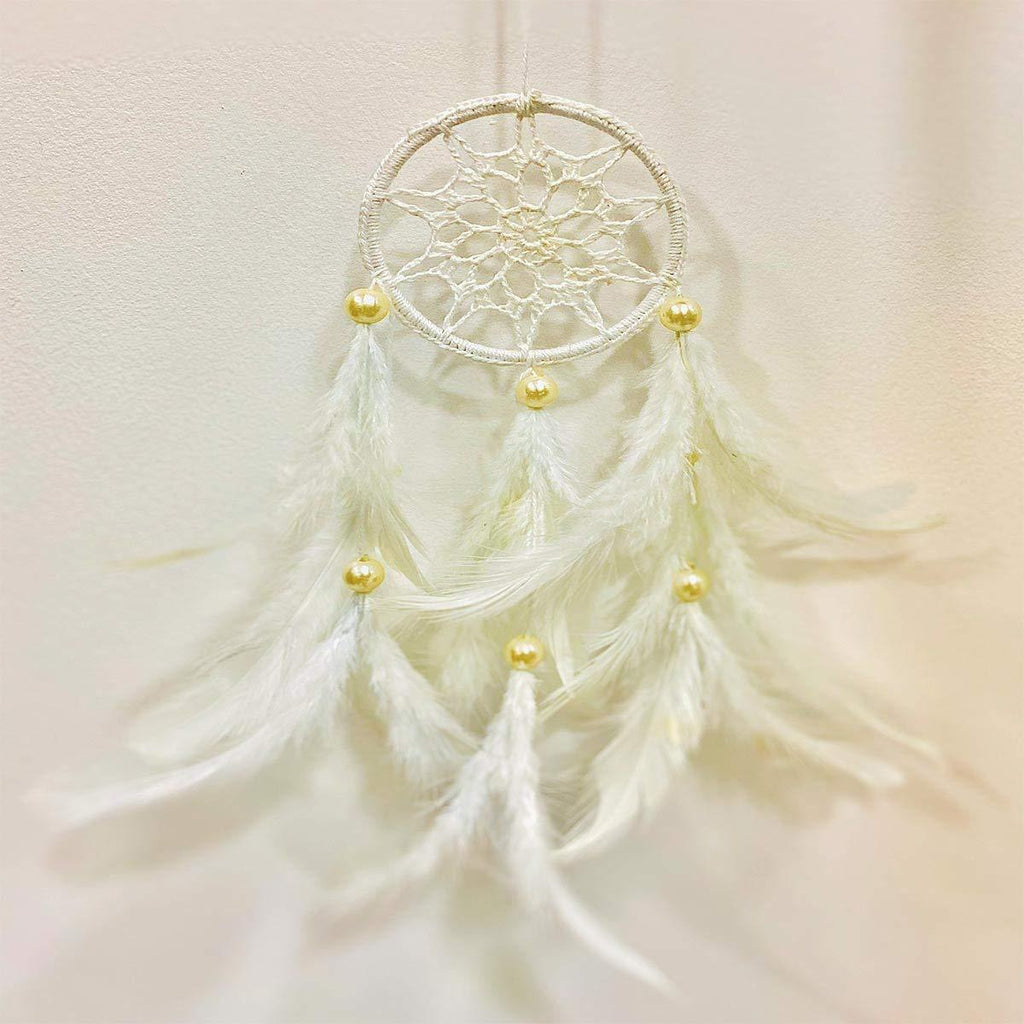 NewNest Australia - Rooh Dream Catcher ~ White Crochet Small ~ Handmade Hangings for Positivity (Can be Used as Home DÃcor Accents, Wall Hangings, Garden, Car, Outdoor, Bedroom, Key Chain) â€¦ (White) 