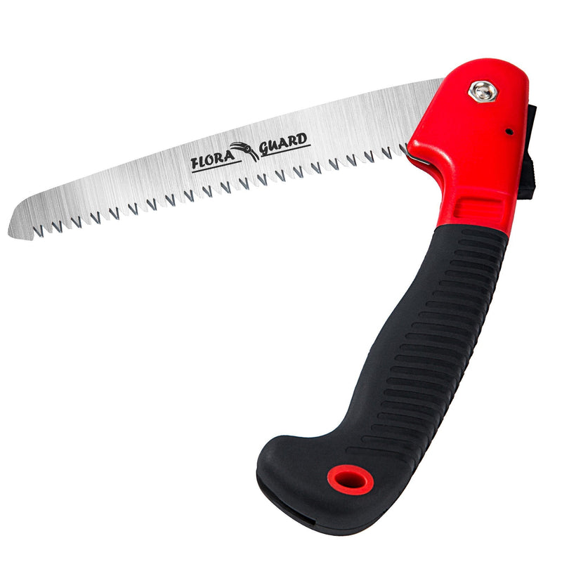 FLORA GUARD Folding Hand Saw, Camping/Pruning Saw with Rugged 7.7 Inch Blades Professional Folding Saw Razor Tooth Sharp Blade Solid Grip(Red) Black - NewNest Australia
