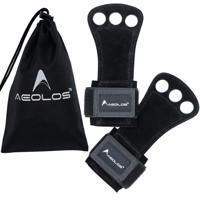 AEOLOS Leather Gymnastics Hand Grips-Great for Gymnastics,Pull up,Weight Lifting,Kettlebells and Cross Training 3#Black(2 layers leather) Medium - NewNest Australia