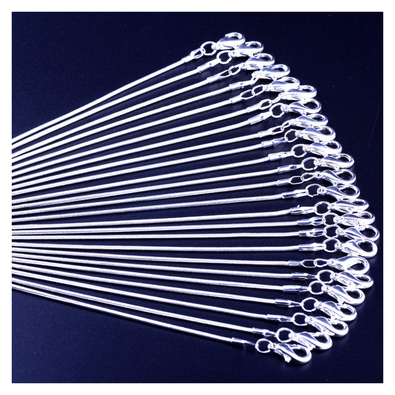 Snake Chain Necklace White Brightening 24pcs 925 Silver Plated 1.2mm DIY Shining Link with Lobster Clasps for Jewelry Making (16 inch, Shining White Brightening) 16 inch - NewNest Australia