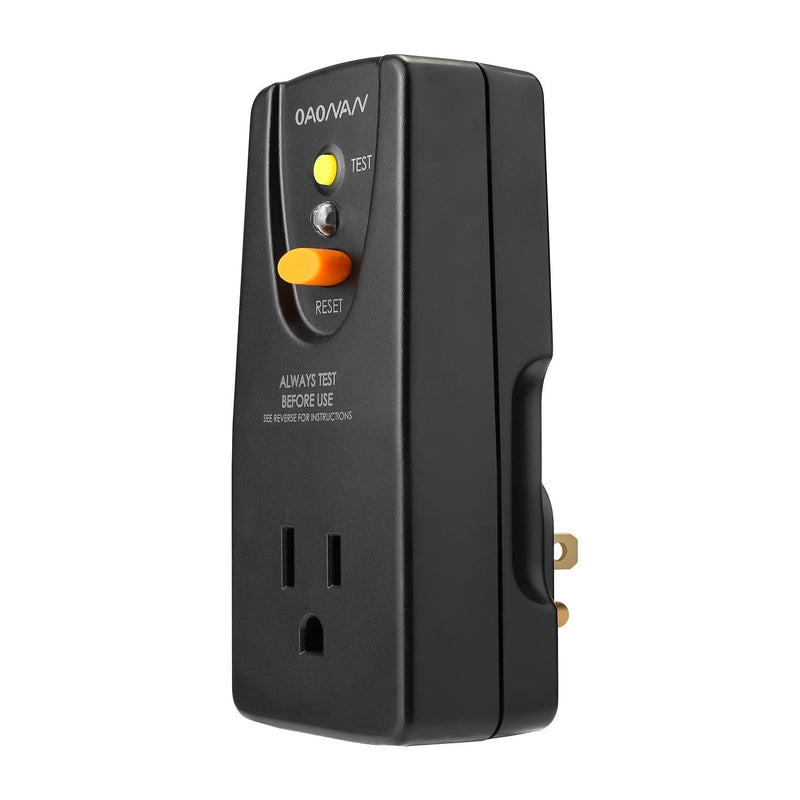OAONAN GFCI Outlet Adapter Portable RCD Leakage Protector Receptacle 15Amp with One Outlet and Male Plug in Circuit Breaker to Protect Electric Safety Black - NewNest Australia