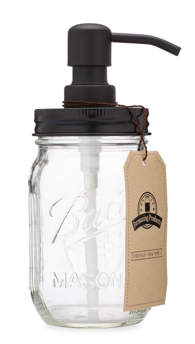 Jarmazing Products Mason Jar Soap Dispenser - Black - with 16 Ounce Ball Mason Jar - Made from Rust Proof Stainless Steel - NewNest Australia