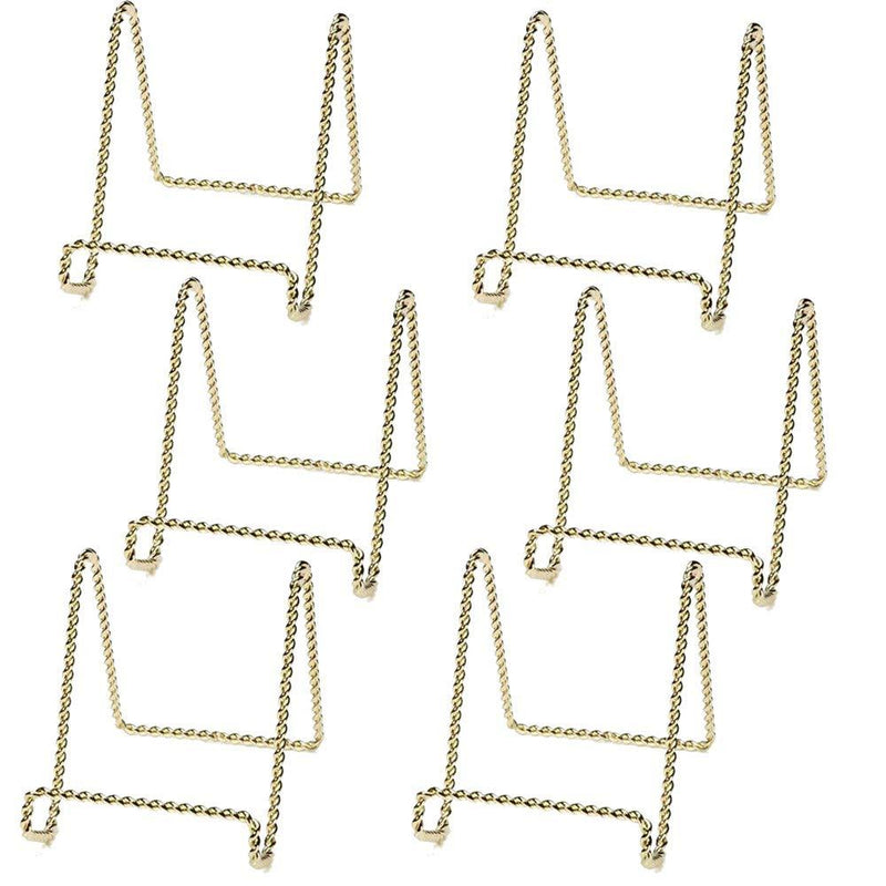 NewNest Australia - HOHIYA Gold Plate Stand Display Easel Rack Dish Holder Metal Twist Wire 3inch 6pcs 