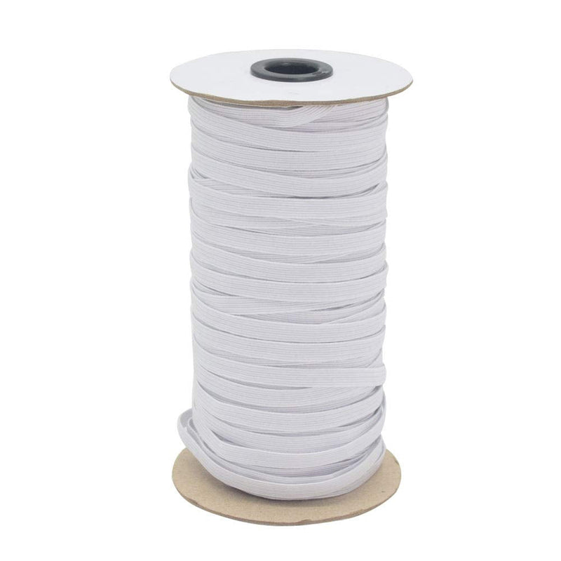 White 70-Yards Length 1/4" Width Braided Elastic Cord/Elastic Band/Elastic Rope/Bungee/White Heavy Stretch Knit Elastic Spool with Free Tape Measure - NewNest Australia