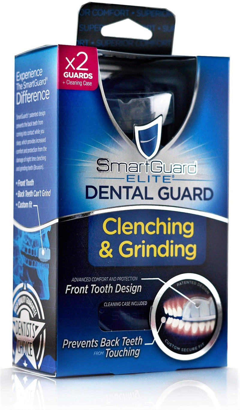 Dental Guard SMARTGUARD ELITE (2 Guards 1 Travel case) Front tooth Custom Anti Teeth Grinding Night Guard for Clenching - TMJ Dentist Designed - Bruxing Splint Mouth Protector For Relief of Symptoms - NewNest Australia