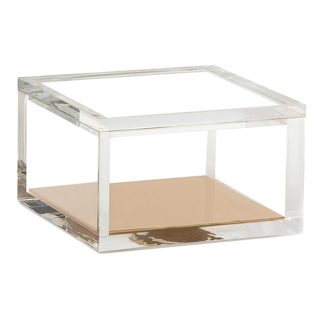 NewNest Australia - OfficeGoods Acrylic & Gold Odds & Ends Box - Office or Home Accessory - Perfect Container for Storage or for Display - An Elegant Addition to Your Desk, Kitchen or Vanity (Small) Small 