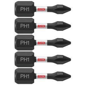 Bosch ITPH1105 5 Pc. Impact Tough 1 In. Phillips #1 Insert Bits 5pk - Single Sided 1" Length - NewNest Australia