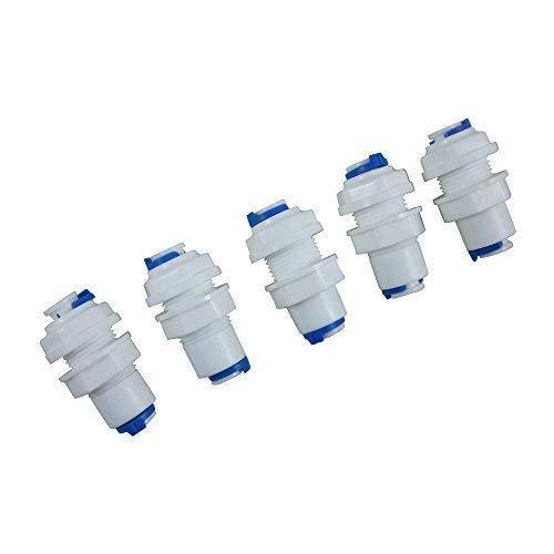 SENSTREE Tube Bulkhead Connector Push Fit Quick Connect for RO Water Reverse Osmosis System (Pack of 5) (1/4" Tube Bulkhead Connector) - NewNest Australia