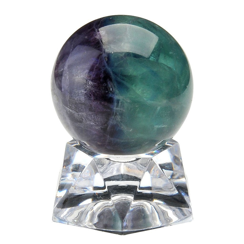 NewNest Australia - Jovivi 1.2"(30mm) Natural Dragon Blood Jasper/Fluorite Healing Crystal Gemstone Ball Divination Sphere Sculpture Figurine with Acrylic Stand Fluorite 