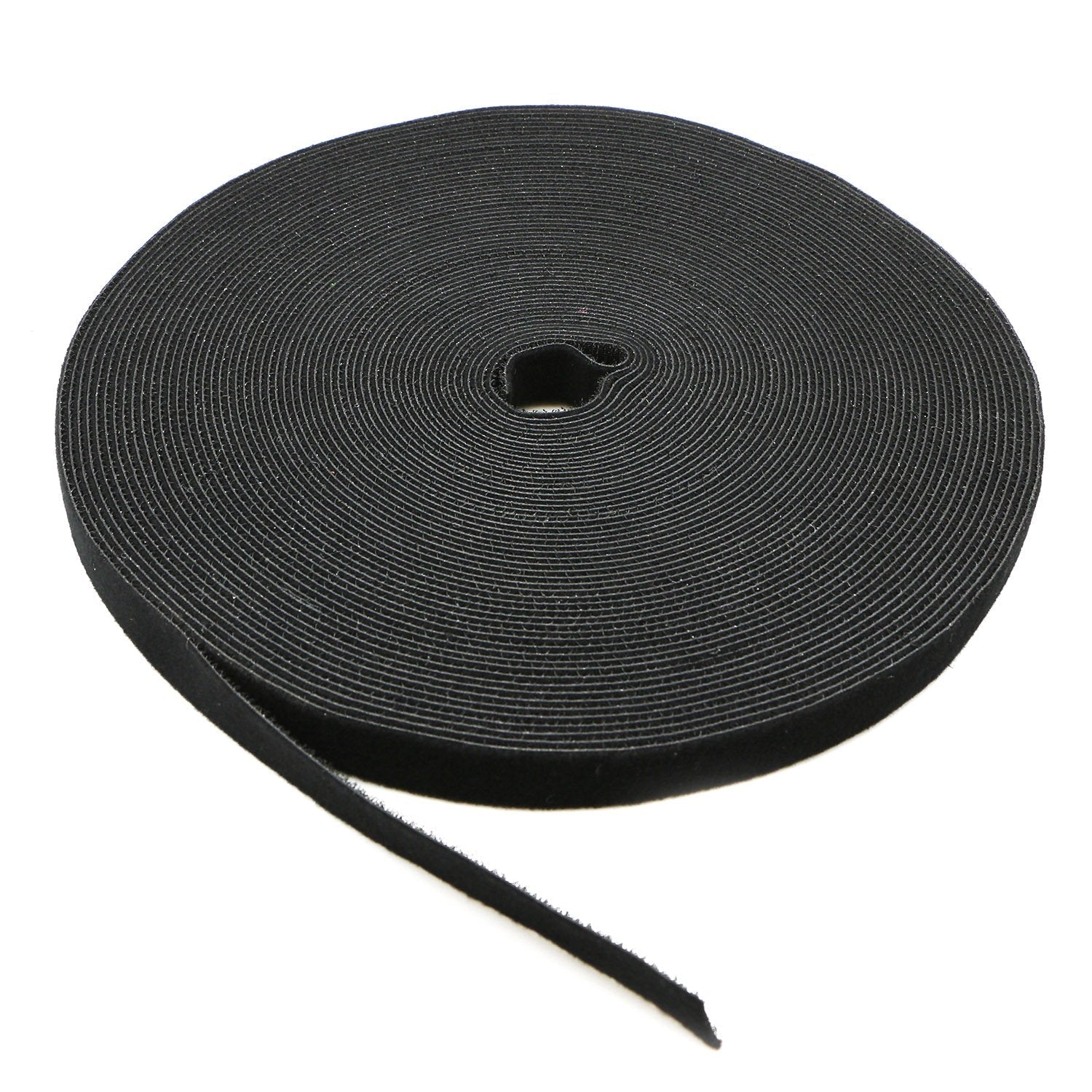 Reusable Fastening Tape Cable Ties 3/4 Inch Double Side Hook Roll (25 Yard,  Black)