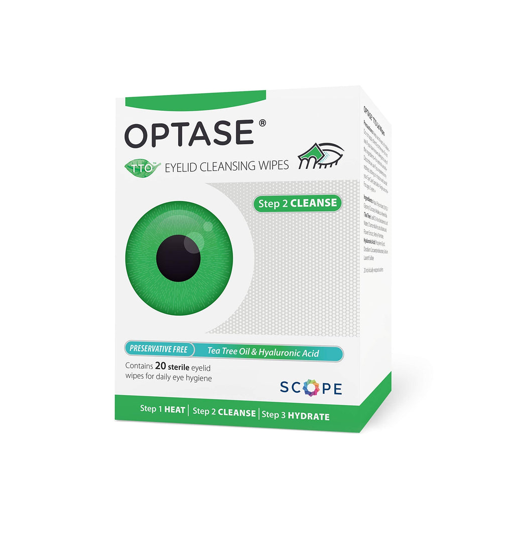 OPTASE Tea Tree Oil Eyelid Wipes - Eyelid Cleansing Wipes for Dry Eyes - Tea Tree Wipes for Blepharitis Treatment - Preservative Free, Natural Ingredients - Step 2 Cleanse - TTO Eye Wipes, Box of 20 - NewNest Australia