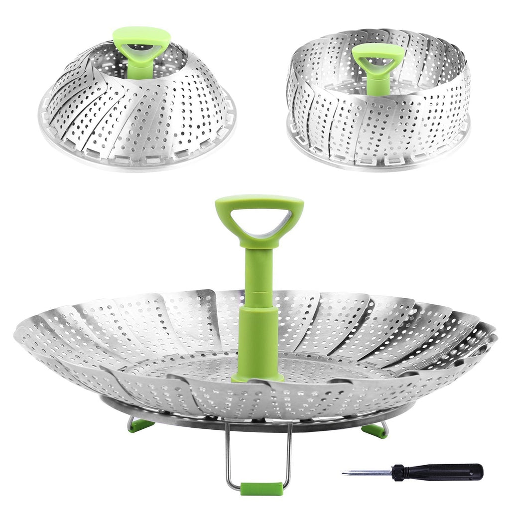 Steamer Basket Stainless Steel Vegetable Steamer Basket Folding Steamer Insert for Veggie Fish Seafood Cooking, Expandable to Fit Various Size Pot (5.1" to 9") 5.1" to 9" - NewNest Australia