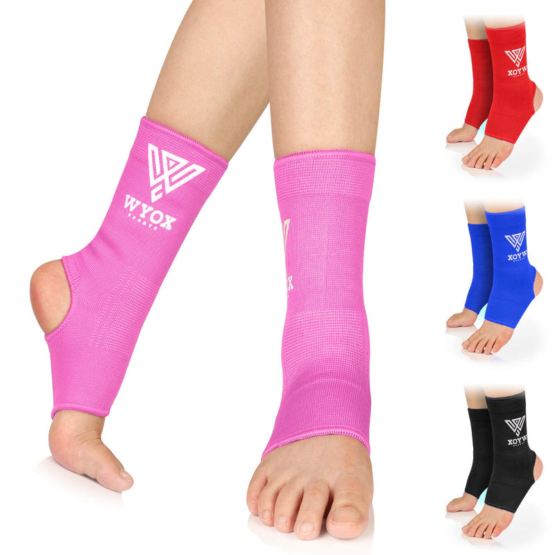 WYOX Ankle Wraps Support Boxing Gear for Men Women Muay Thai Ankle Support Kickboxing Wraps Gym Ankle Support (Pair) Pink L / XL (Women 7.0 - 10.5/ Men 6.0 - 9.5) - NewNest Australia
