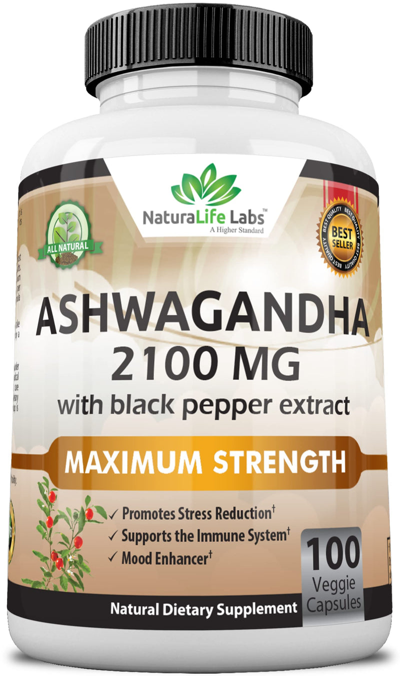 Organic Ashwagandha 2,100 mg - 100 Vegan Capsules Pure Organic Ashwagandha Powder and Root Extract - Stress Relief, Mood Enhancer, Immune & Thyroid Support - NewNest Australia