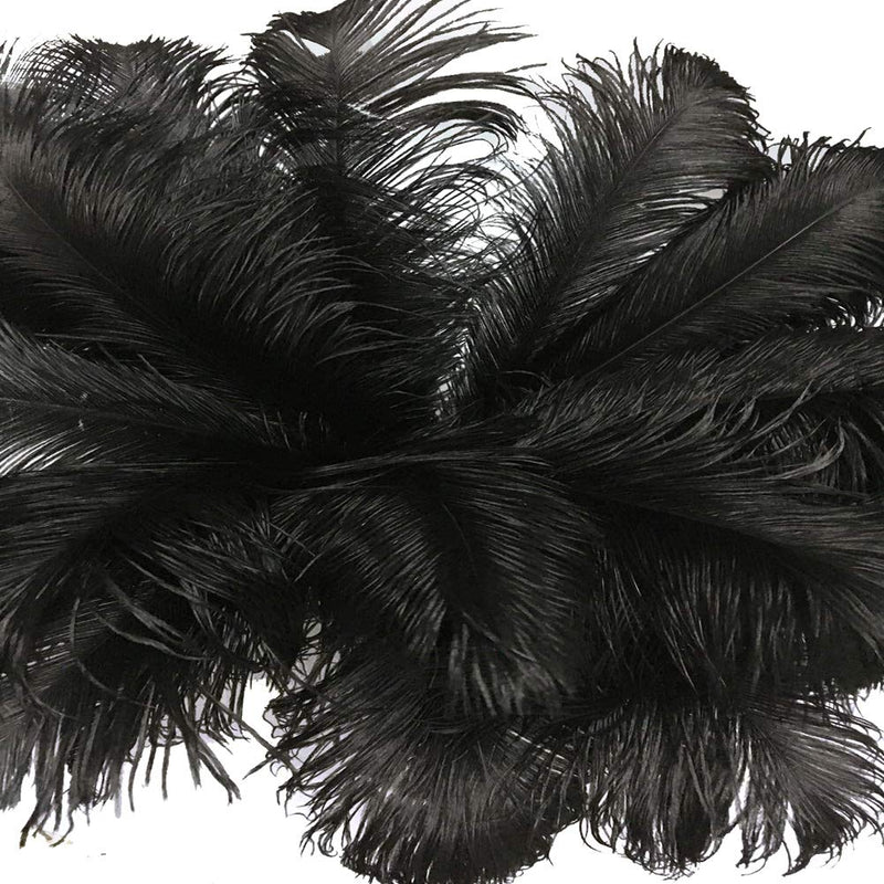 Lanpeed 10pcs Ostrich Feathers 18-20 inch (45-50cm) for Home Wedding Party Decoration (Black) Black - NewNest Australia