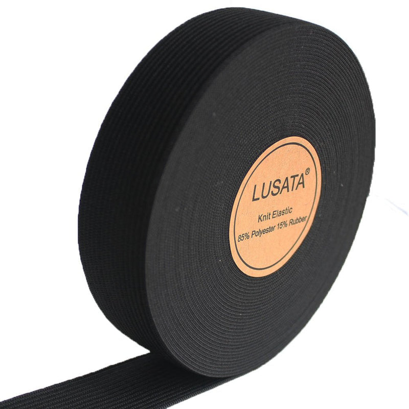 lusata 1 inch Wide Black Knit Elastic Spool Heavy Stretch High Elasticity Knit Elastic Band 10 Yard 1INblack - NewNest Australia