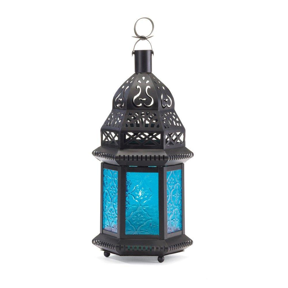 NewNest Australia - Koehler 37438 10.25 Inch Blue Glass Moroccan Style Lantern 