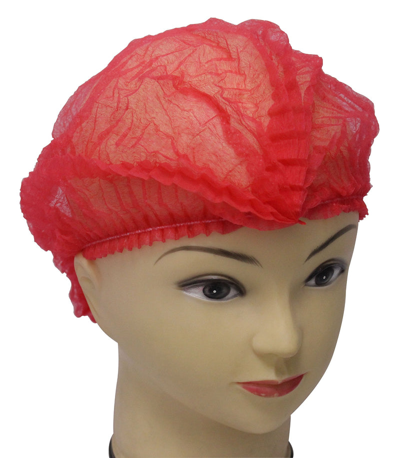 Yes!Fresh 100 Pieces Disposable Non-Woven Clip Caps Mop Caps Hairnets Head Cover, 21", with 6 Colors for You to Choose (Red) Red - NewNest Australia