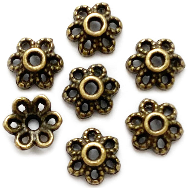 Heather's cf 500 Pieces Brass Tiny Bead Caps Findings (Fit 8mm 10mm Round Beads) for Jewelry Making Bronze - NewNest Australia