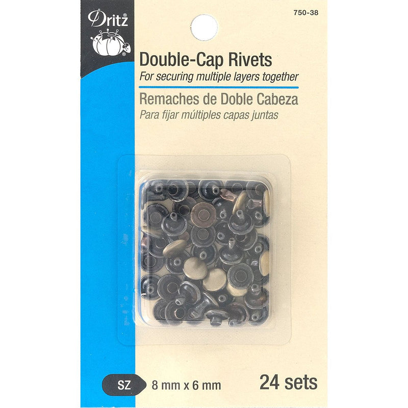 Dritz 750-38 Double-Cap Rivets, Brushed Brass, 8mm x 6mm 24-Sets - NewNest Australia