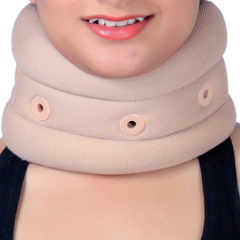 HealthGoodsIn - Adjustable Soft Eyelet Cervical Collar | Neck Brace | for Neck Support | Vertebrae Support | Relives Pain | Reduces Pressure from The Spine (Large Size) Large - NewNest Australia