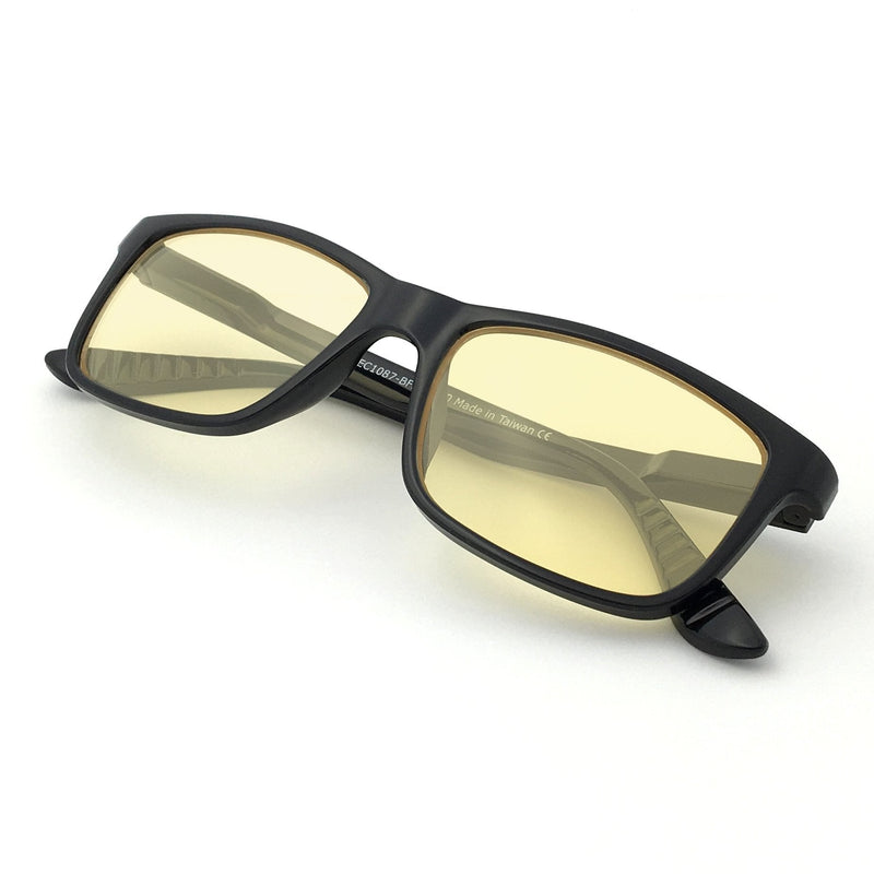 J+S Vision Blue Light Shield Computer/Gaming Glasses - 0x Magnification Classic Rectangle Frame High Definition Lens - Black Frame - NewNest Australia