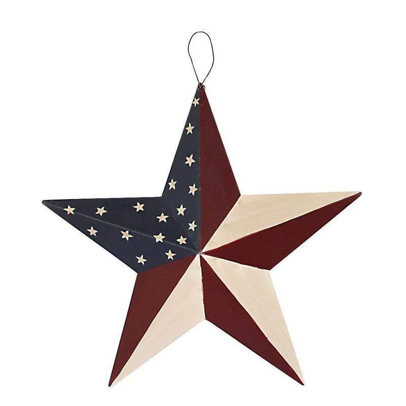 NewNest Australia - Grace Home Metal Patriotic Old Glory Americana Flag Barn Star Wall Decor July of 4th Independence Day Memorial Day Hanging Decoration 12'' Glory Star 