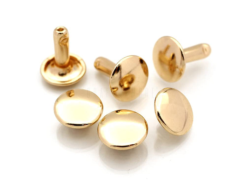 CRAFTMEMORE 9mm Cap x 8mm Post Leather Rivet Double Cap Rivets Tubular Metal Rapid Rivet Studs Leather Craft 50 Sets (8 mm Post, Gold) 8 mm Post - NewNest Australia