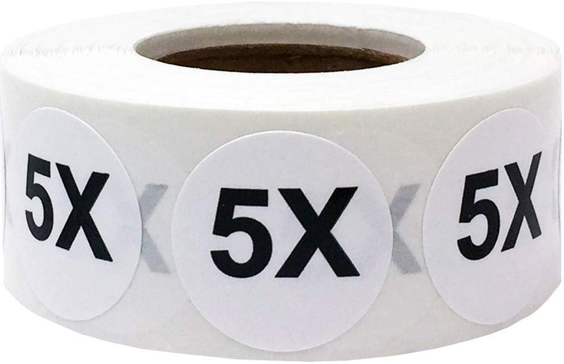 White Circle 5X Clothing Size Stickers for Retail Apparel 0.75 Inch 500 Total Adhesive Labels - NewNest Australia