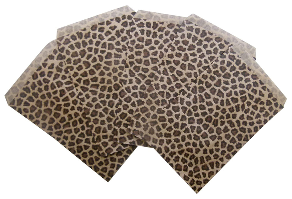 50 Qty 5" x 7" Cheetah Leopard Print Flat Plain Paper Gift Bags or Patterned Decorative Bags for candy, cookies, merchandise, pens, Party favors, showers, holidays, events and gifts - NewNest Australia