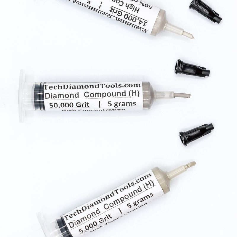 TechDiamondTools Diamond Polishing Paste Set of 3 Syringes X 5 Grams (H), Polishing Lapping Compound, Sizes 5000 14000 50000 Grit, Mesh - with High(50%) Concentration of Diamond Powders 50000 14000 5000 grit - NewNest Australia