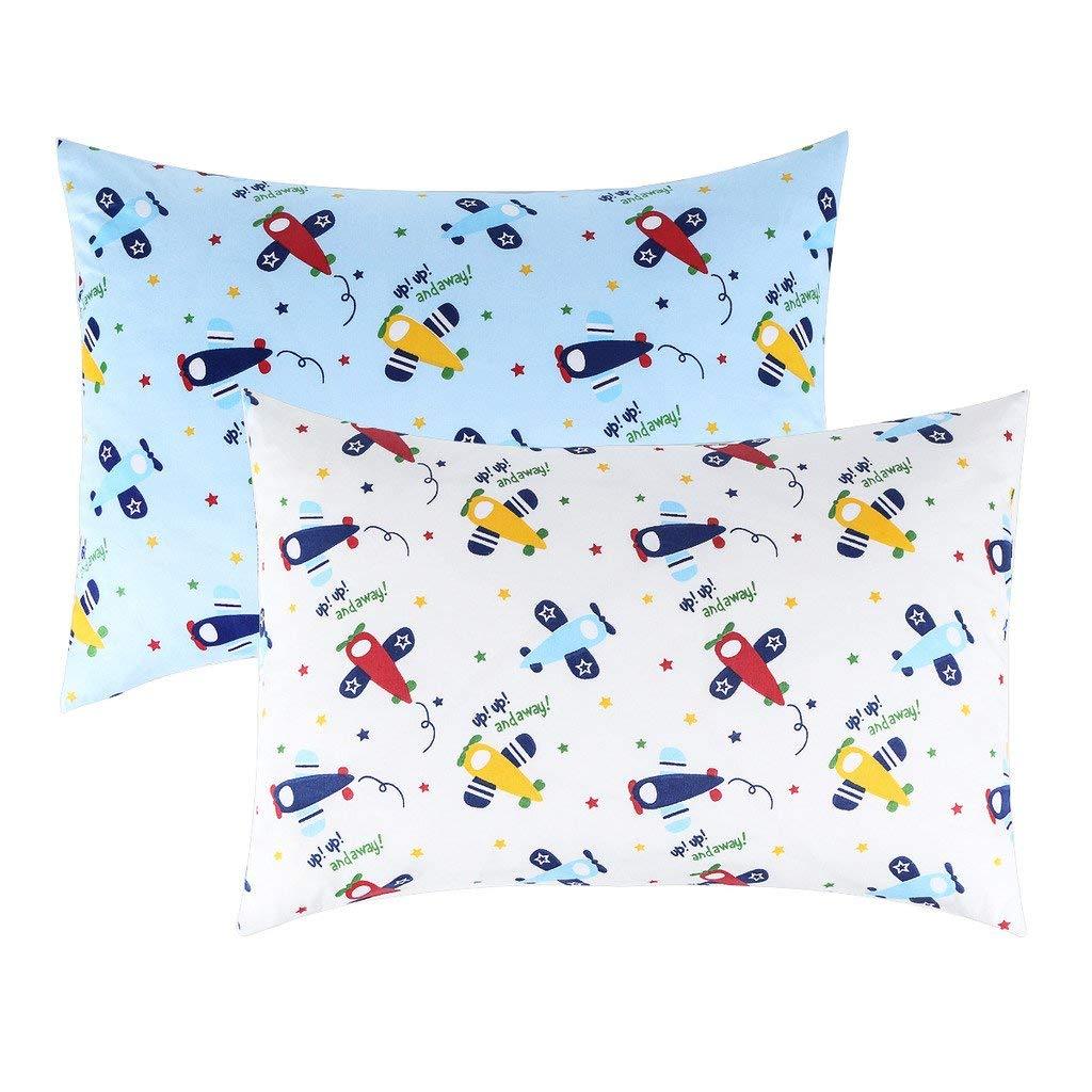 IBraFashion Toddler Pillowcases 2 Packs 100% Cotton 14x19 for 13x18, 12x16 Toddler Pillow Airplanes Printings Boys - NewNest Australia