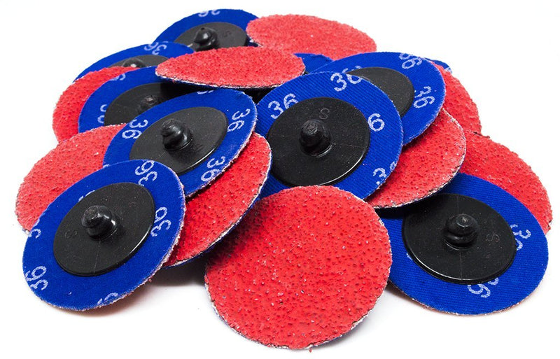 Benchmark Abrasives 2" Ceramic Quick Change Sanding Discs with a Male R-Type Backing Pad 24 Grit - 25 Pack - NewNest Australia