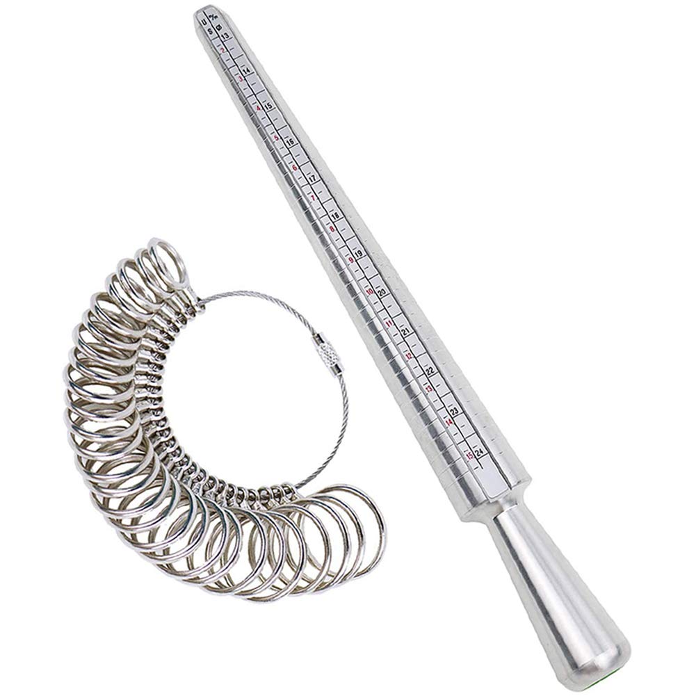 NIUPIKA Ring Sizer Measuring Tool Measure Finger Rings Sizing Set Metal Ring Mandrel Gauge US Size 1-13 Jewelry Tools Sizers Kit of 27 Pieces - NewNest Australia