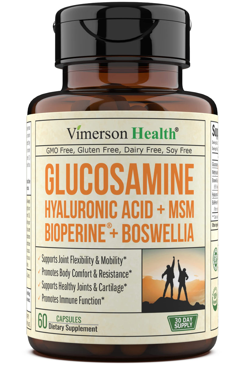 Glucosamine Sulfate with Hyaluronic Acid, Bioperine, MSM & Boswellia - Occasional Joint Discomfort Relief Supplement. Aids Healthy Inflammatory Response. Anti-Oxidant Pills for Back, Knees and Hands - NewNest Australia