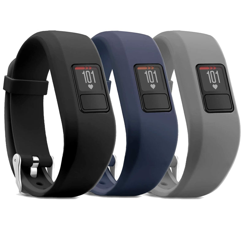 iBREK for Garmin Vivofit 3/jr/jr 2 Bands, Adjustable Replacement Wristbands with Watch Buckle for Kids Women Men(No Tracker) 3 Pack:Black&Navy&Gray Regular Fit(6.0-9.0 in) - NewNest Australia
