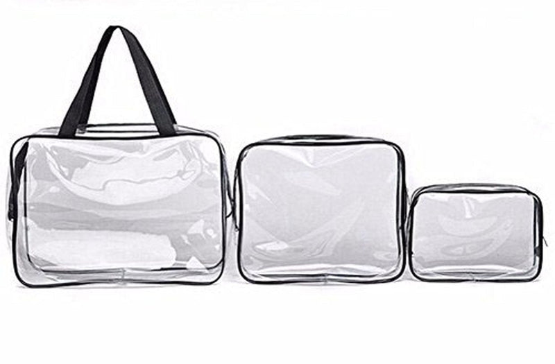 mkki 3pcs Clear Portable Makeup Cosmetic Toiletry Travel Bath Wash Storage Bag Transparent Waterproof Pouch Organizer Make Up Bag - NewNest Australia