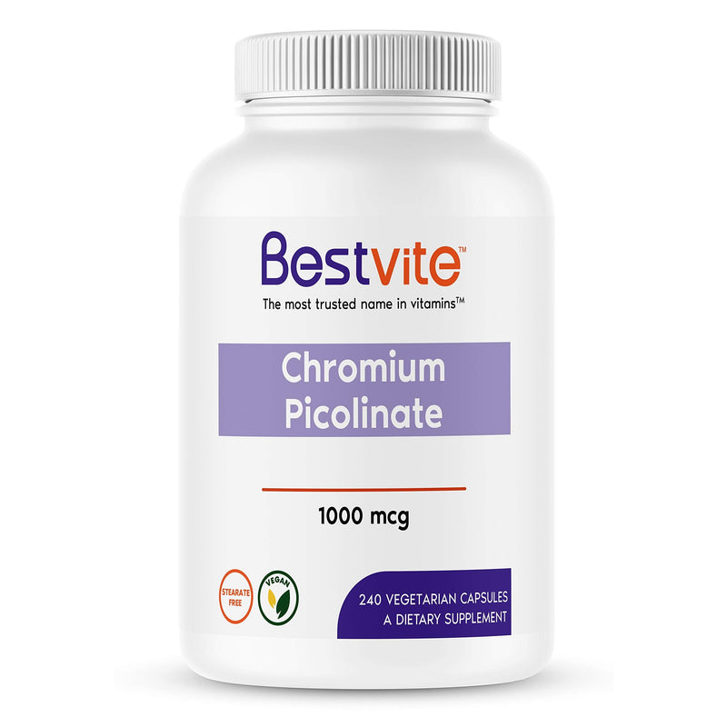 Chromium Picolinate 1000mcg (240 Vegetarian Capsules) - No Stearates - No Dicalcium Phosphate - Vegan - Gluten Free - Non-GMO 240 Count (Pack of 1) - NewNest Australia