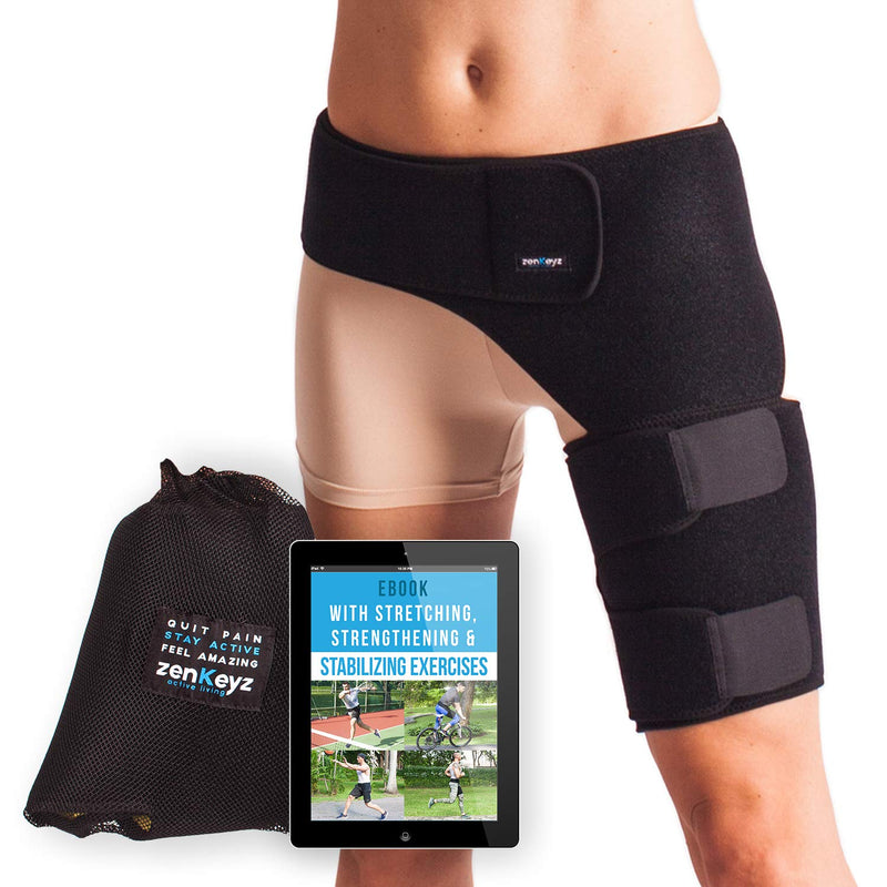Groin Support and Hip Brace for Men & Women- Compression Wrap for Thigh Quad Hamstring Joints Sciatica Nerve Pain Relief Zenkeyz Leg Strap 2 Straps Design - NewNest Australia