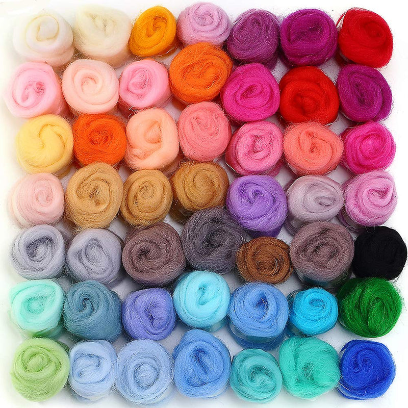 MOMODA 50 Colors Fibre Wool Yarn Roving for Needle Felting Hand Spinning DIY Craft Materials - NewNest Australia