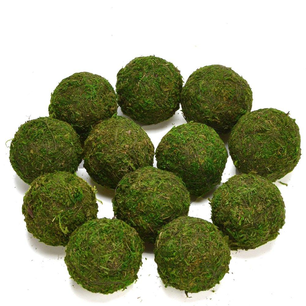 NewNest Australia - Byher Natural Green Moss Decorative Ball,Handmade (3.5"-Set of 6) 