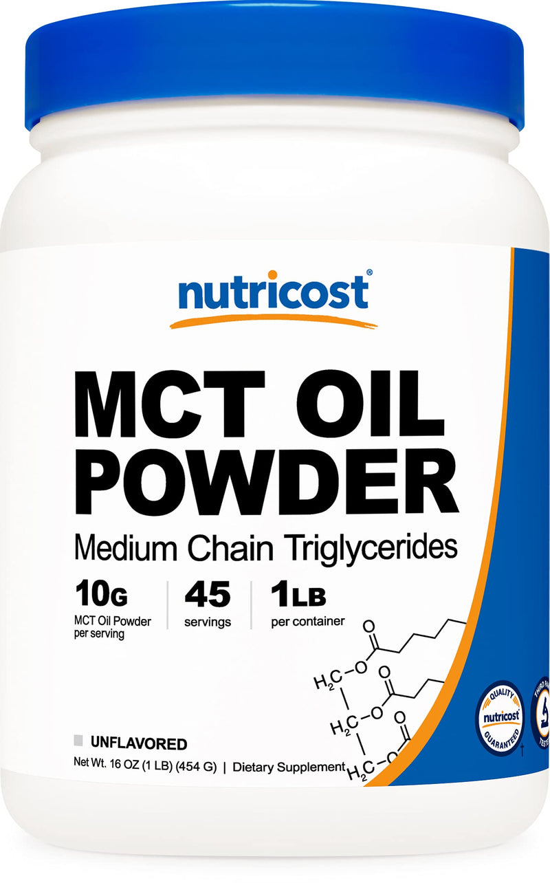 Nutricost MCT Oil Powder 1LB (16oz) - Great for Keto, Ketosis and Ketogenic Diets - Zero Net Carbs, Non-GMO + Gluten Free (Medium Chain Triglyceride) 1 Pound (Pack of 1) - NewNest Australia