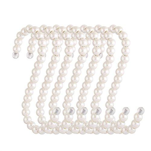 NewNest Australia - RuiLing 5-Pack White Pearl Beads Hanging S Hooks S Shape Non-Slip Ornament Hook- S Shaped Creativity S Hooks, for Closets, Wardrobe, Clothing Shop, Shopping Mall Pearl White 