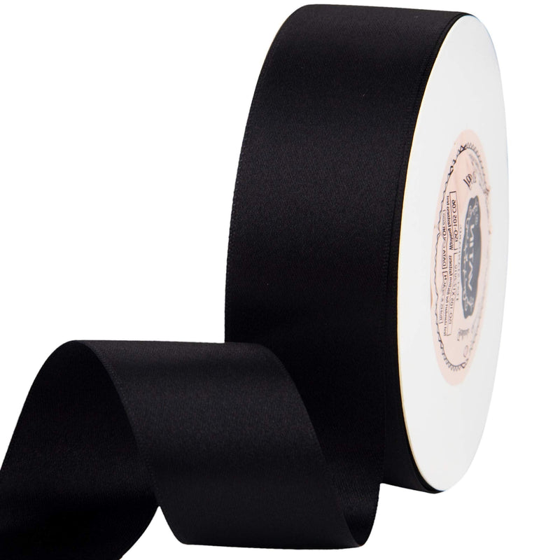 VATIN 1-1/2 inch Wide Double Face Solid Satin Ribbon Roll - 50-Yards ( Black) 1-1/2" x 50 Yards - NewNest Australia