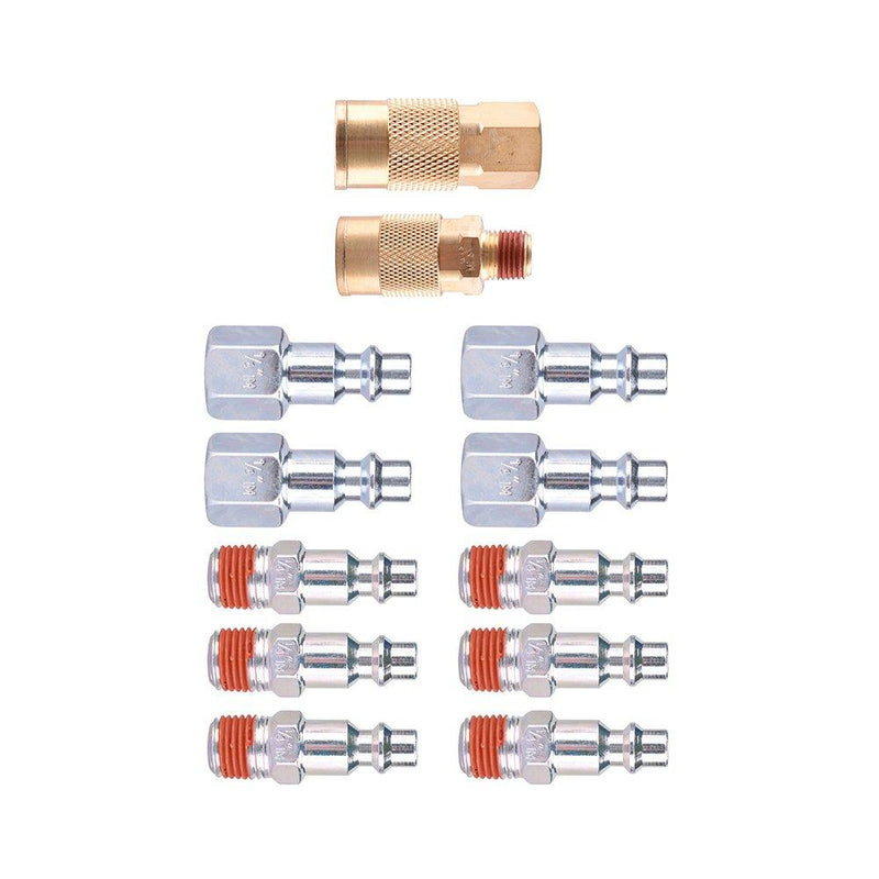 WYNNsky Air Coupler and Plug Kit, Quick Connect Air Fittings, 12 Piece 1/4" Industrial Solid Brass Quick Connect Set - NewNest Australia