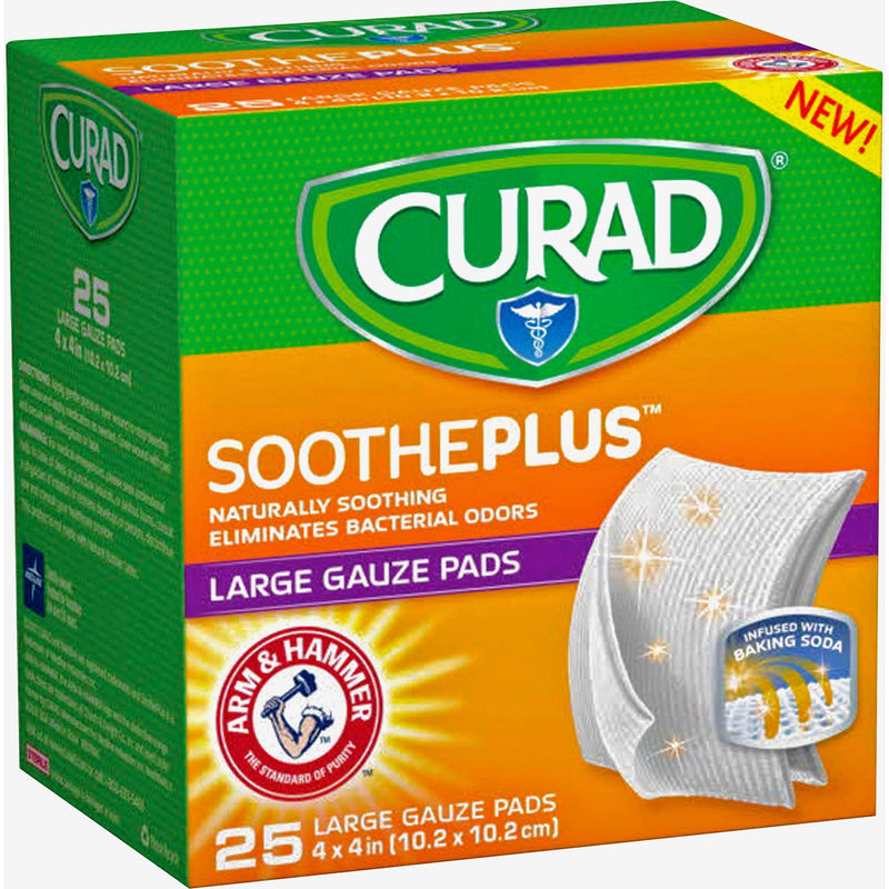 Curad SoothePlus Large Gauze Pads, 4" x 4", White, 25 Count 25 Count (Pack of 1) - NewNest Australia