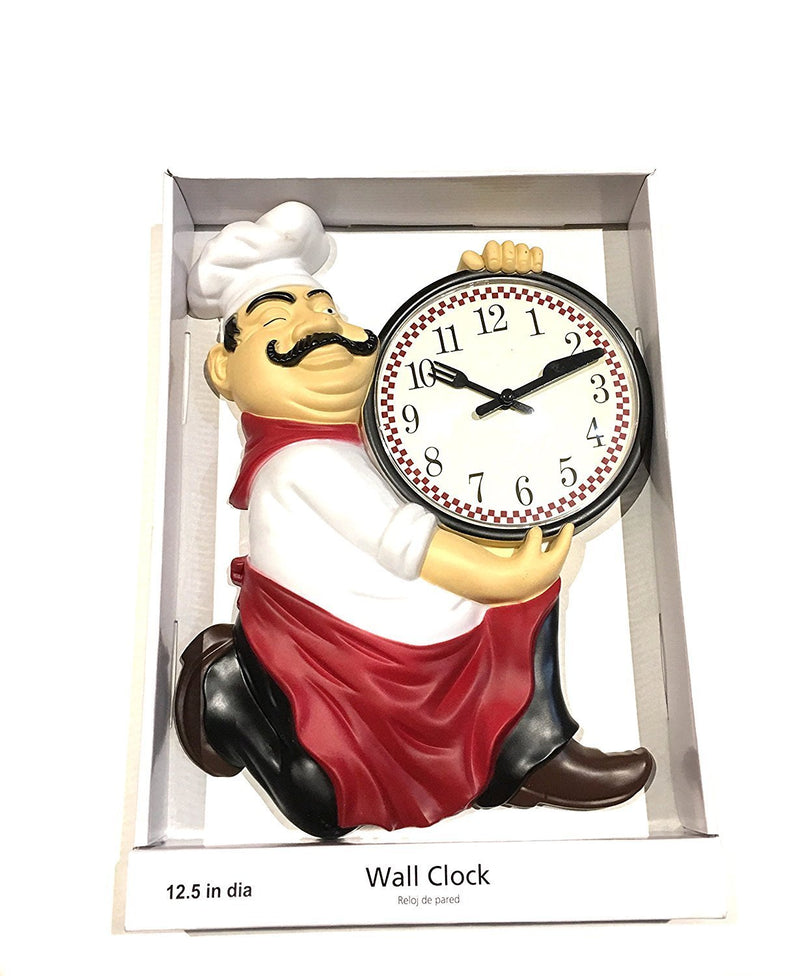 NewNest Australia - Fat Chef Holding Knife & Fork Wall Clock 12.5" 