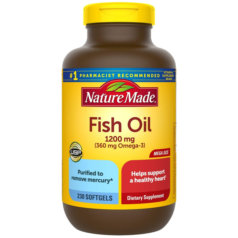 Nature Made Fish Oil 1200mg, 230 Softgels Mega Size, Fish Oil Omega 3 Supplement For Heart Health - NewNest Australia