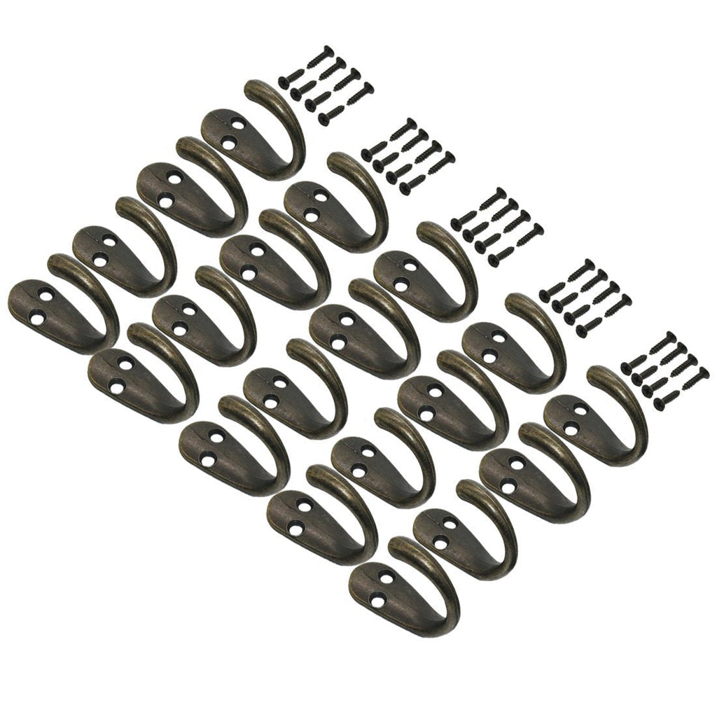 NewNest Australia - Gutapo 20pcs Vintage Retro Bronze Hooks Door Wall Closet Mounted Single Hook Hangers with 46pcs Screws 