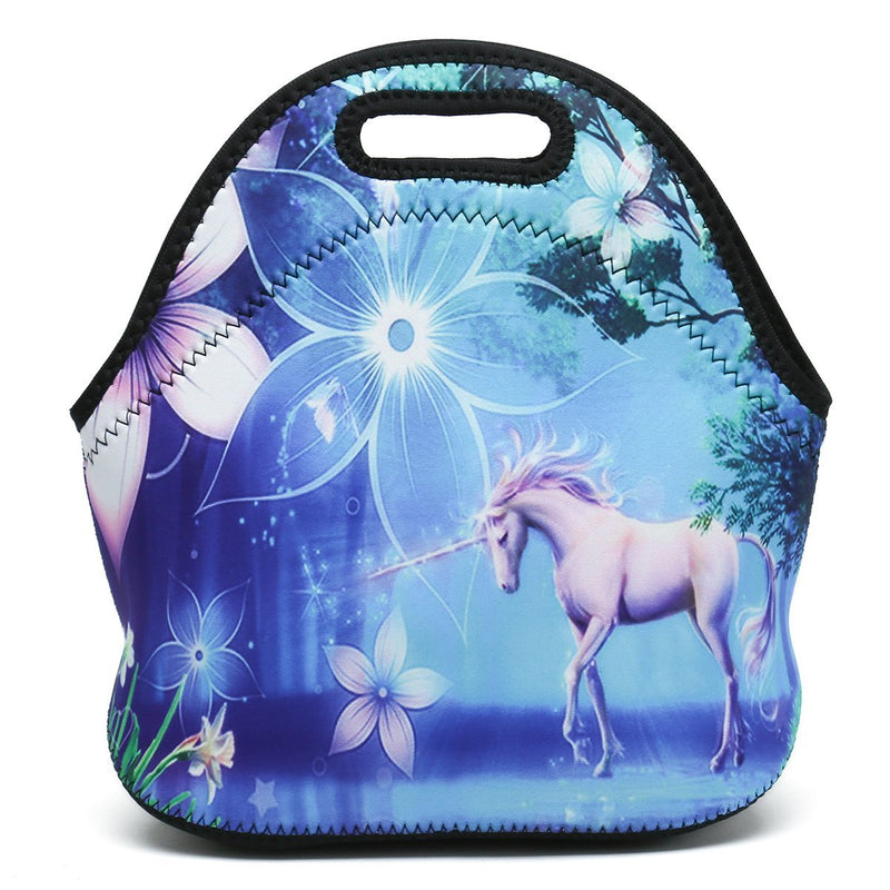 NewNest Australia - Boys Girls Kids Women Adults Insulated School Travel Outdoor Thermal Waterproof Carrying Lunch Tote Bag Cooler Box Neoprene Lunchbox Container Case (Cute Unicorn) Cute Unicorn 